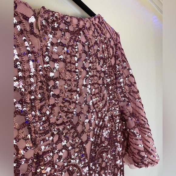 Night Way Sparkly Cocktail Evening Gown Dress Pink Size 10 - Picture 7 of 8